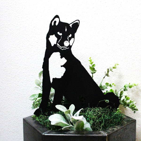 Shiba Inu Corten steel dog silhouette, matte black finish – My Metal Rescue