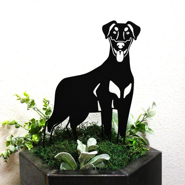 Doberman Pinscher Natural Ear Corten steel dog silhouette, matte black finish – My Metal Rescue