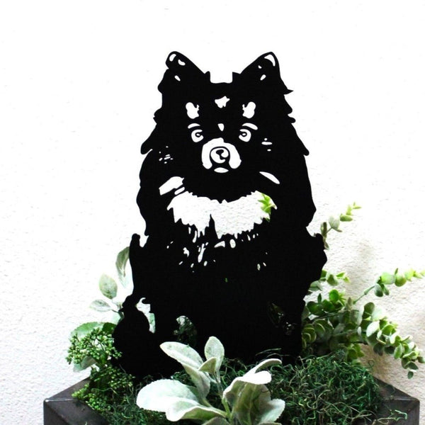 Pomeranian Corten steel dog silhouette, matte black finish – My Metal Rescue