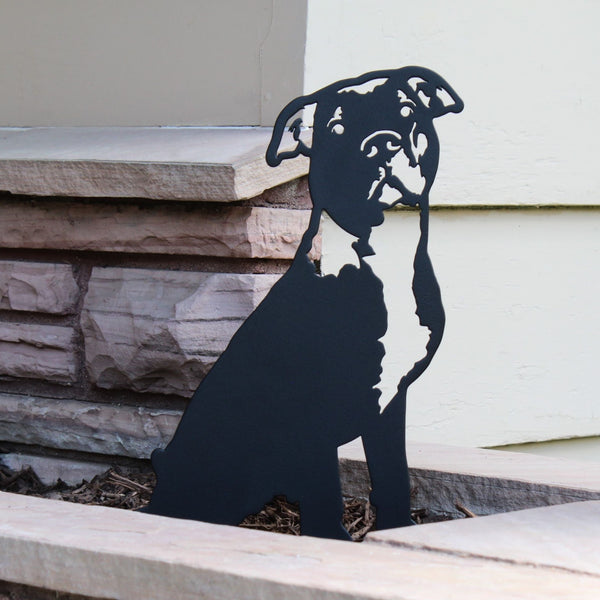 American Pit Bull Terrier Corten steel dog silhouette, matte black finish – My Metal Rescue