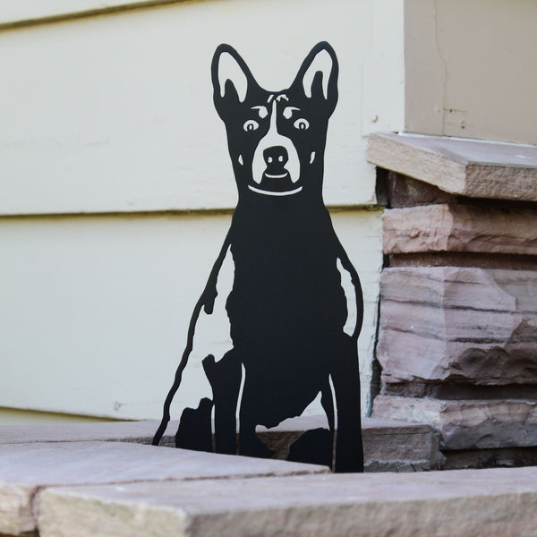 Basenji Corten steel dog silhouette, matte black finish – My Metal Rescue