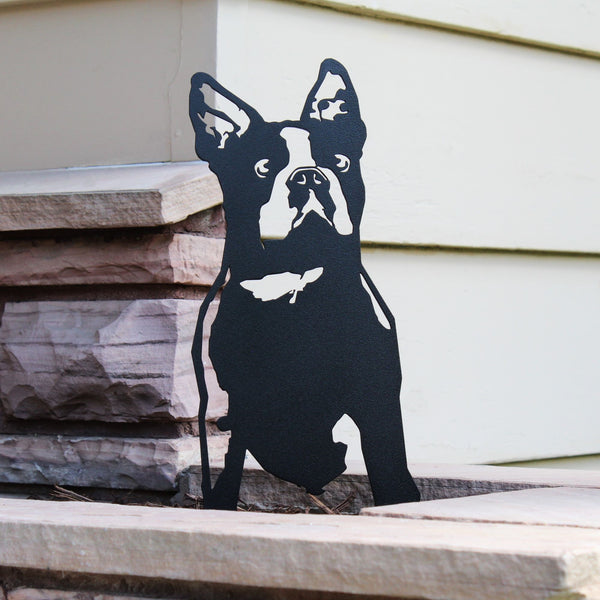Boston Terrier Corten steel dog silhouette, matte black finish – My Metal Rescue