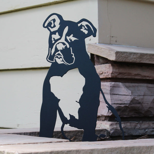Boxer Corten steel dog silhouette, matte black finish – My Metal Rescue