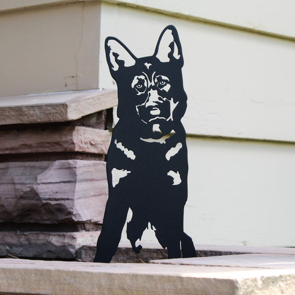 German Shepherd Corten steel dog silhouette, matte black finish – My Metal Rescue