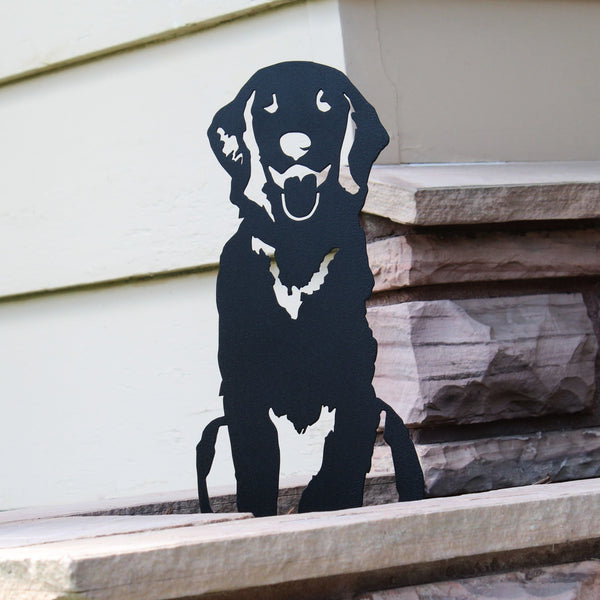 Golden Retriever Sitting Metal Art Handcrafted Dog Décor Corten steel dog silhouette, matte black finish – My Metal Rescue