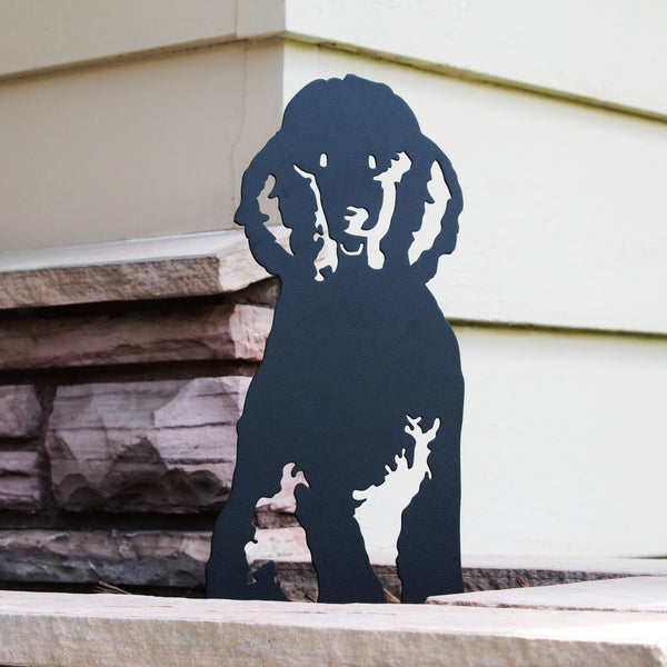 Poodle Corten steel dog silhouette, matte black finish – My Metal Rescue