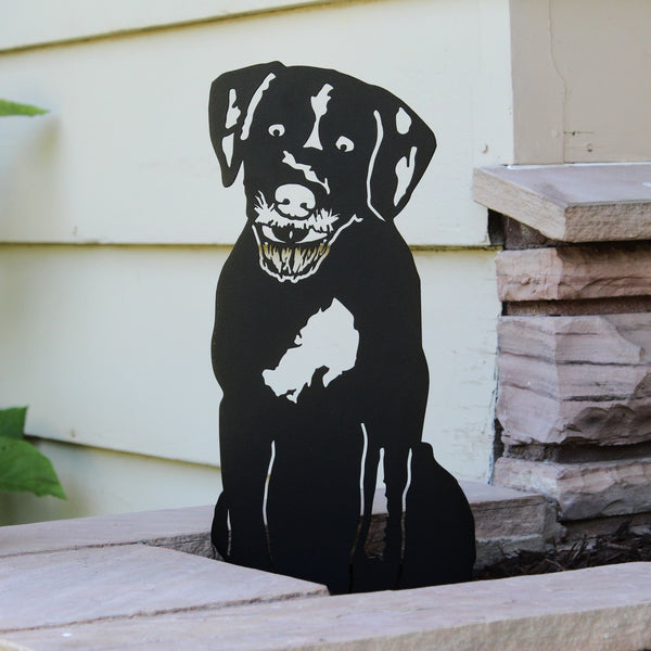 Wirehaired Pointing Griffon Corten steel dog silhouette, matte black finish – My Metal Rescue