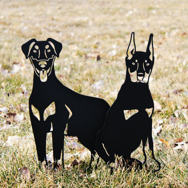 Doberman Pinscher Natural Ear Corten steel dog silhouette, matte black finish – My Metal Rescue