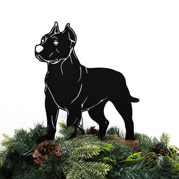 Dogo Argentino Corten steel dog silhouette, matte black finish, shown outdoors – My Metal Rescue