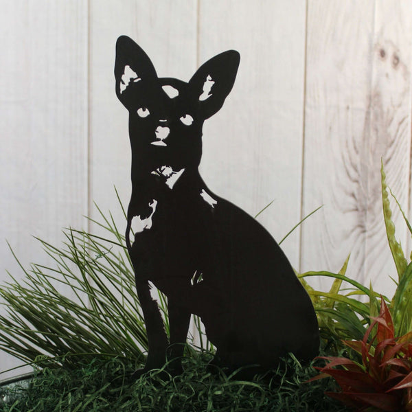 Chihuahua Corten steel dog silhouette, matte black finish – My Metal Rescue