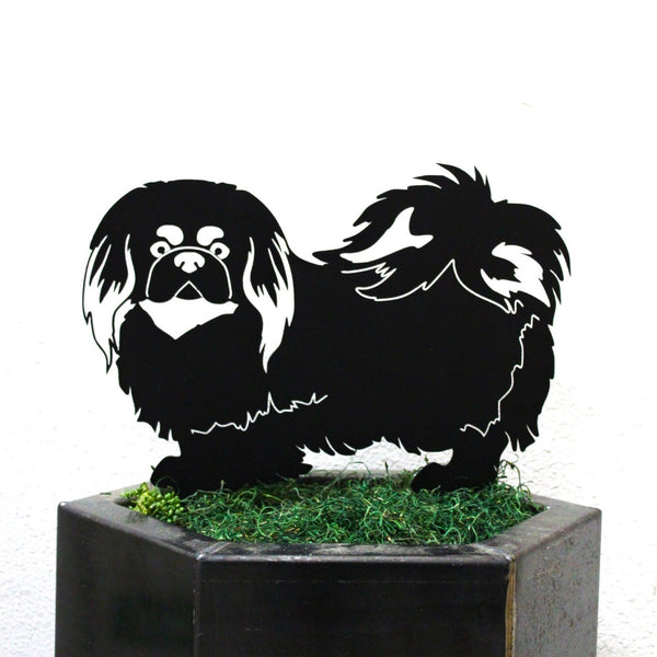 Pekingese Corten steel dog silhouette, matte black finish – My Metal Rescue