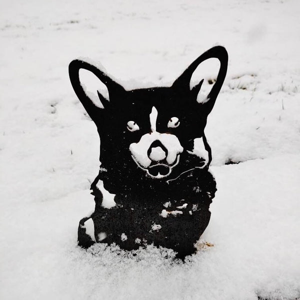 Corgi Corten steel dog silhouette, matte black finish – My Metal Rescue