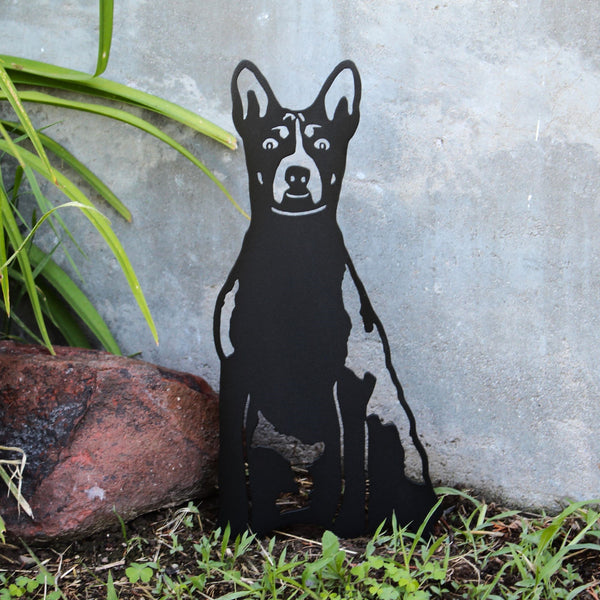 Basenji Corten steel dog silhouette, matte black finish – My Metal Rescue