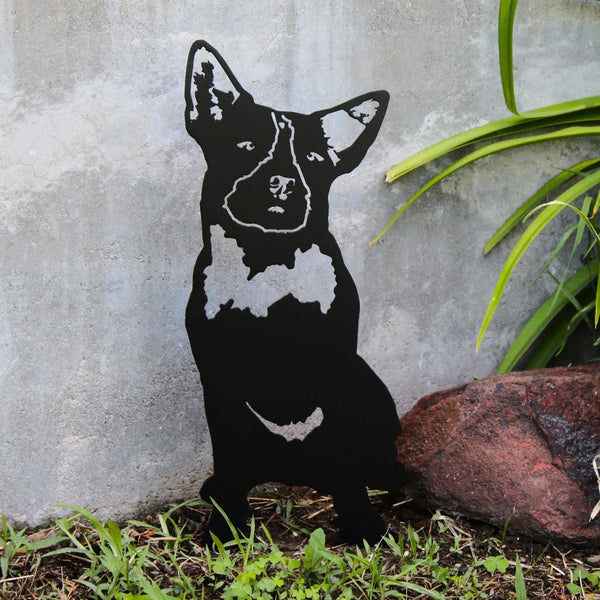 Blue Heeler Corten steel dog silhouette, matte black finish – My Metal Rescue