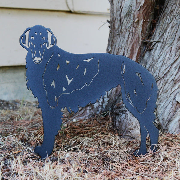 Borzoi Corten steel dog silhouette, matte black finish, shown outdoors – My Metal Rescue