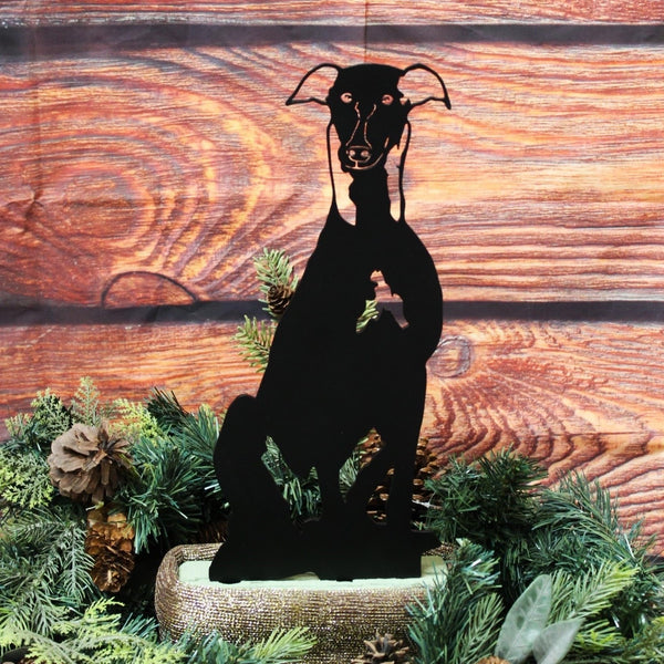 Greyhound Corten steel dog silhouette, matte black finish – My Metal Rescue