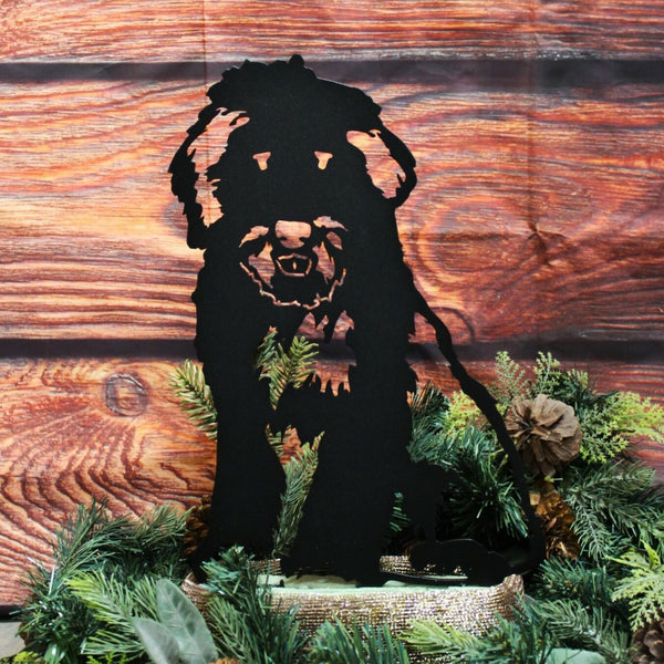 Bearded Collie Corten steel dog silhouette, matte black finish – My Metal Rescue