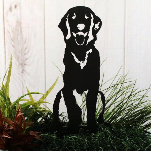 Golden Retriever Sitting Metal Art Handcrafted Dog Décor Corten steel dog silhouette, matte black finish – My Metal Rescue