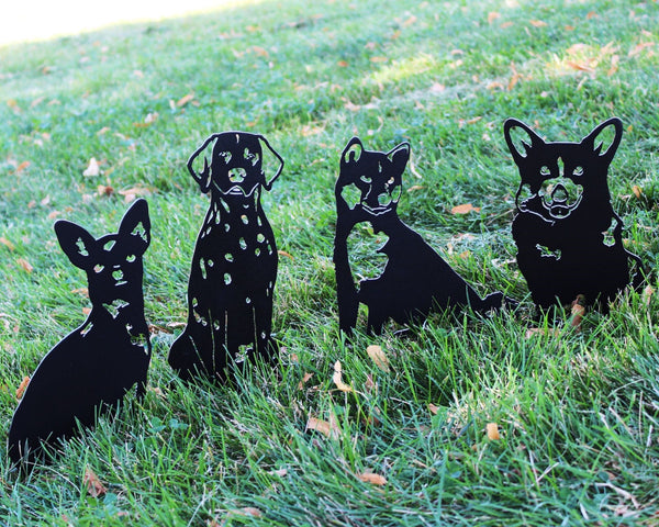 Dalmatian Corten steel dog silhouette, matte black finish – My Metal Rescue
