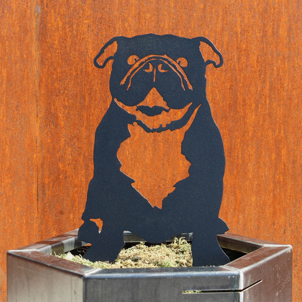 English Bulldog Corten steel dog silhouette, matte black finish – My Metal Rescue