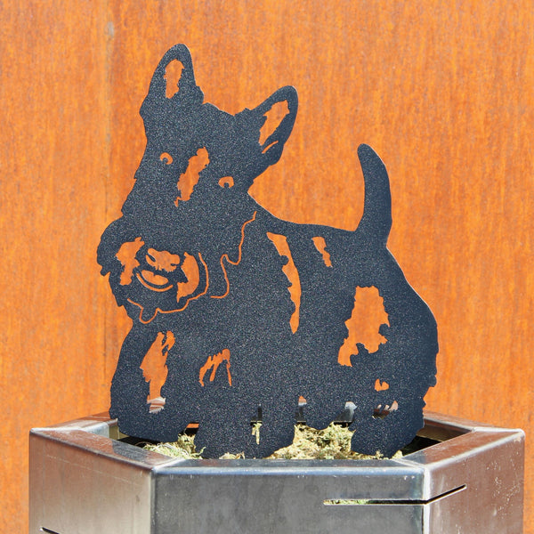 Scottish Terrier Corten steel dog silhouette, matte black finish – My Metal Rescue