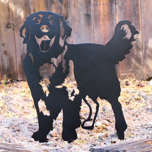 Hovawart Corten steel dog silhouette, matte black finish – My Metal Rescue