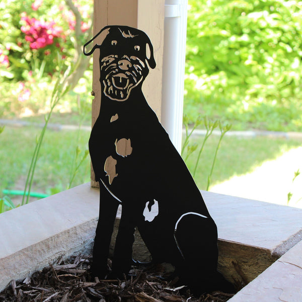 Irish Wolfhound Corten steel dog silhouette, matte black finish, shown outdoors – My Metal Rescue