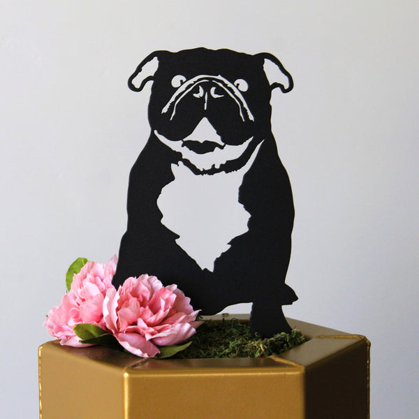 English Bulldog Corten steel dog silhouette, matte black finish – My Metal Rescue