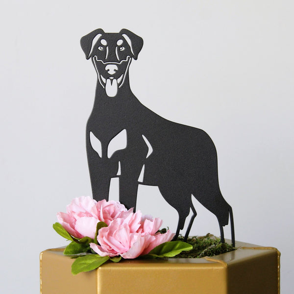 Doberman Pinscher Natural Ear Corten steel dog silhouette, matte black finish – My Metal Rescue