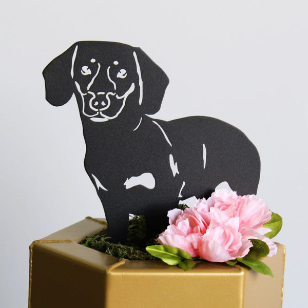 Dachshund Shorthaired Corten steel dog silhouette, matte black finish – My Metal Rescue