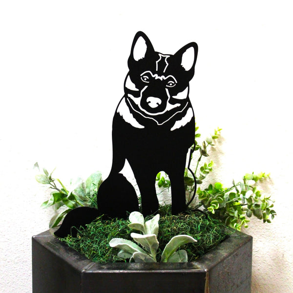 Norwegian Elkhound Corten steel dog silhouette, matte black finish – My Metal Rescue