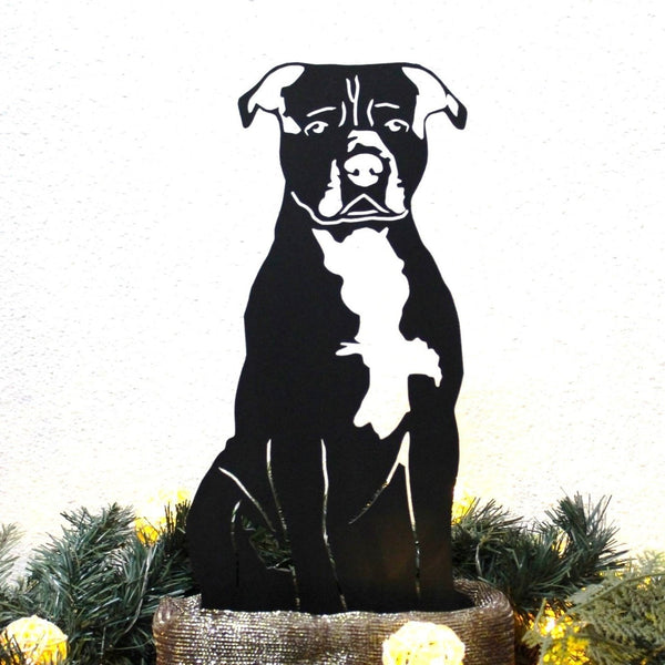 Staffordshire Bull Terrier Corten steel dog silhouette, matte black finish – My Metal Rescue