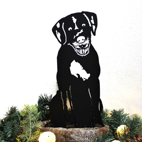 Wirehaired Pointing Griffon Corten steel dog silhouette, matte black finish – My Metal Rescue
