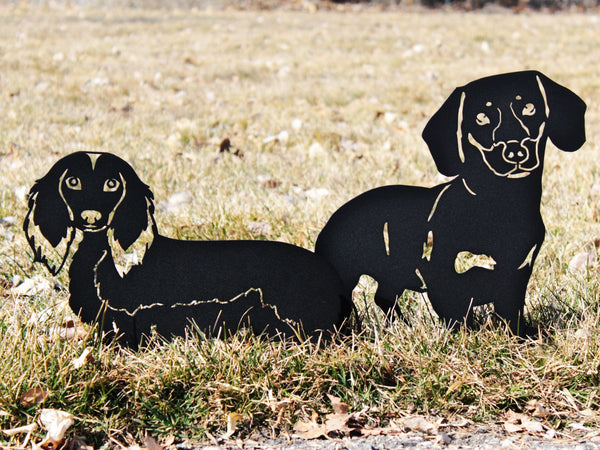 Dachshund Longhaired Corten steel dog silhouette, matte black finish – My Metal Rescue