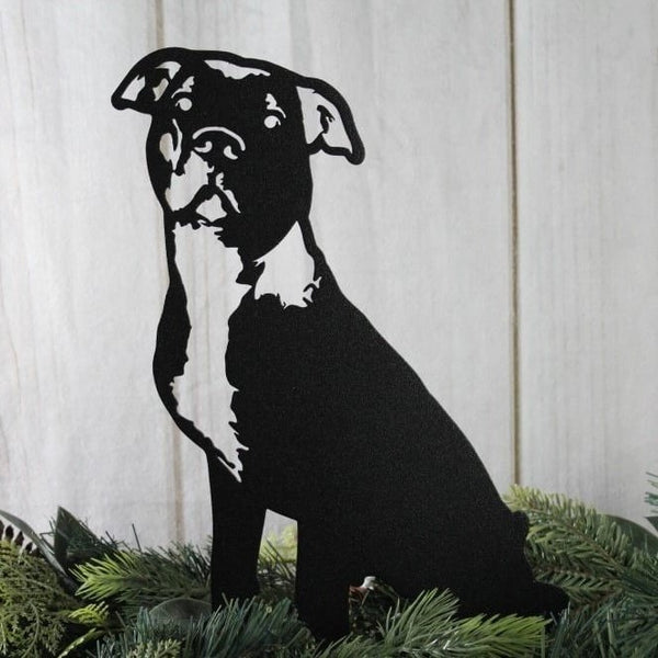 American Pit Bull Terrier Corten steel dog silhouette, matte black finish – My Metal Rescue