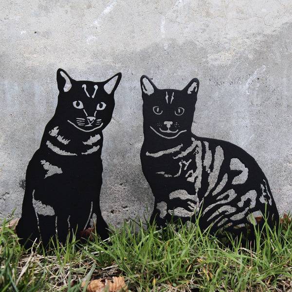 Shorthair Tabby Corten steel dog silhouette, matte black finish – My Metal Rescue