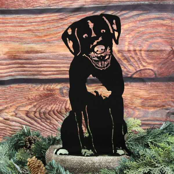 Wirehaired Pointing Griffon Corten steel dog silhouette, matte black finish – My Metal Rescue