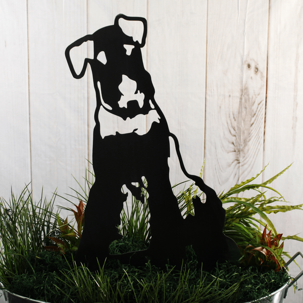 Airedale Terrier Corten steel dog silhouette, matte black finish – My Metal Rescue