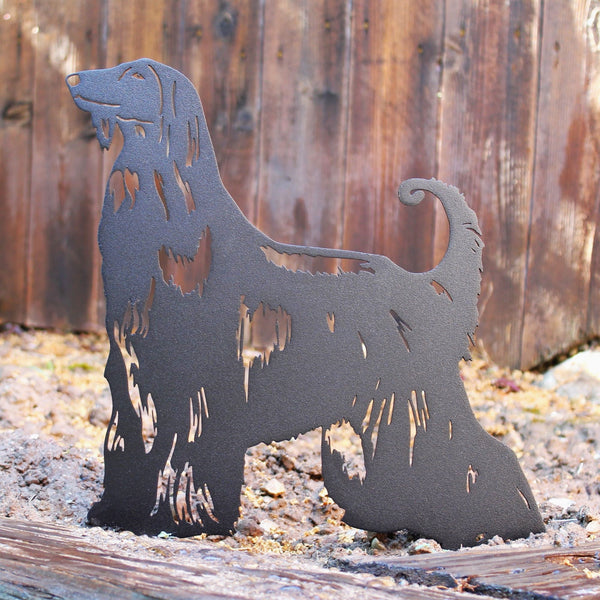 Afghan Hound Corten steel dog silhouette, matte black finish – My Metal Rescue