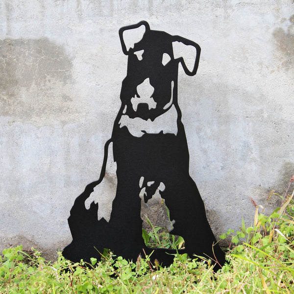Airedale Terrier Corten steel dog silhouette, matte black finish – My Metal Rescue