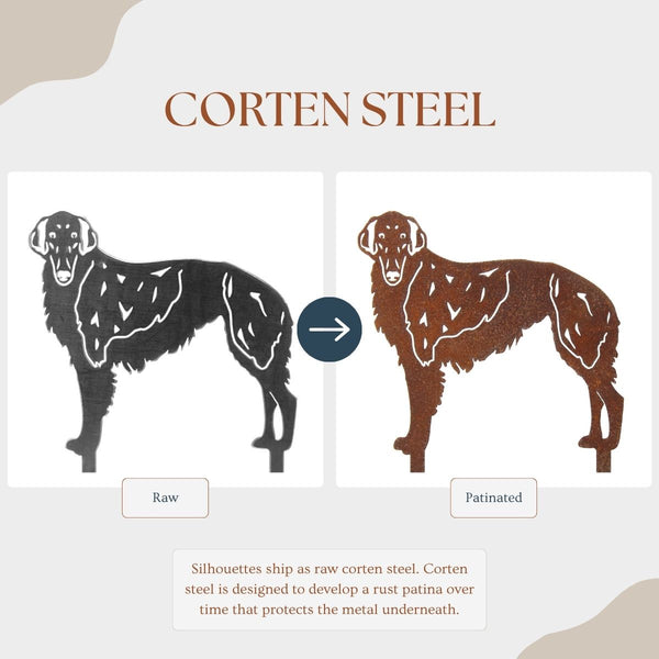 Borzoi Corten steel dog silhouette – My Metal Rescue