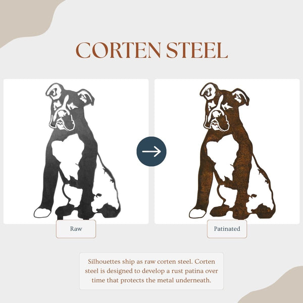 Boxer Corten steel dog silhouette – My Metal Rescue