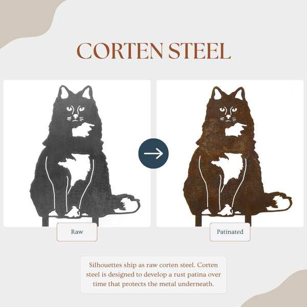 British Longhair Corten steel dog silhouette – My Metal Rescue
