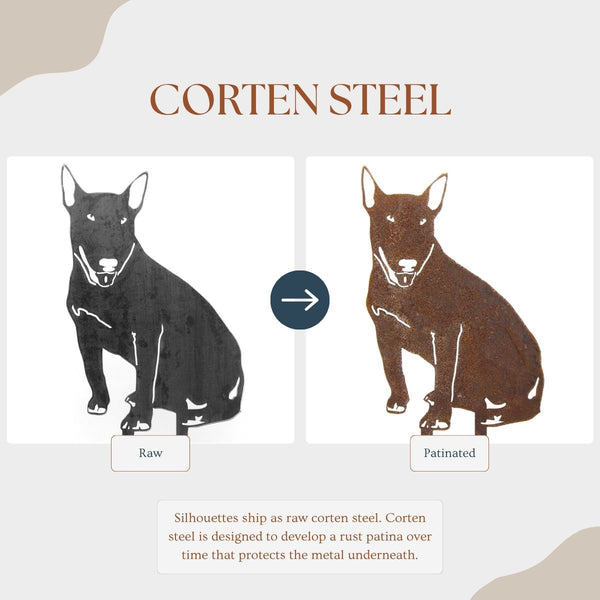 Bull Terrier Corten steel dog silhouette – My Metal Rescue