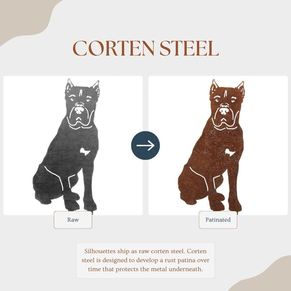 Cane Corso Corten steel dog silhouette – My Metal Rescue