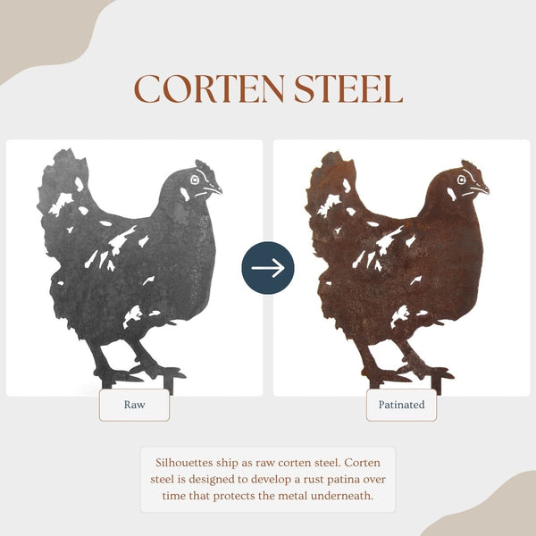 Chicken Corten steel dog silhouette – My Metal Rescue