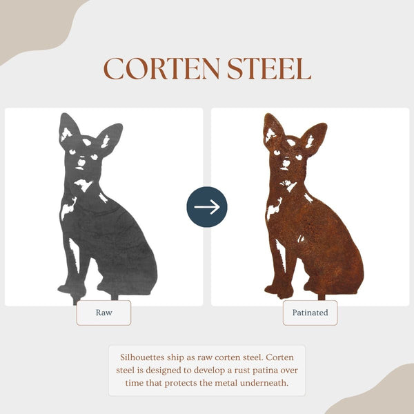 Chihuahua Corten steel dog silhouette – My Metal Rescue