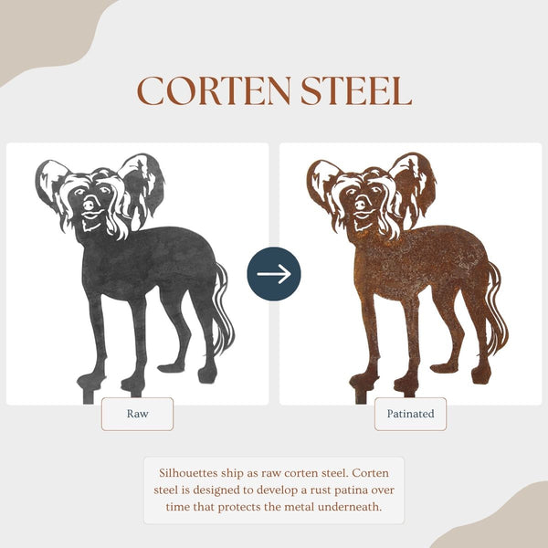 Chinese Crested Corten steel dog silhouette – My Metal Rescue