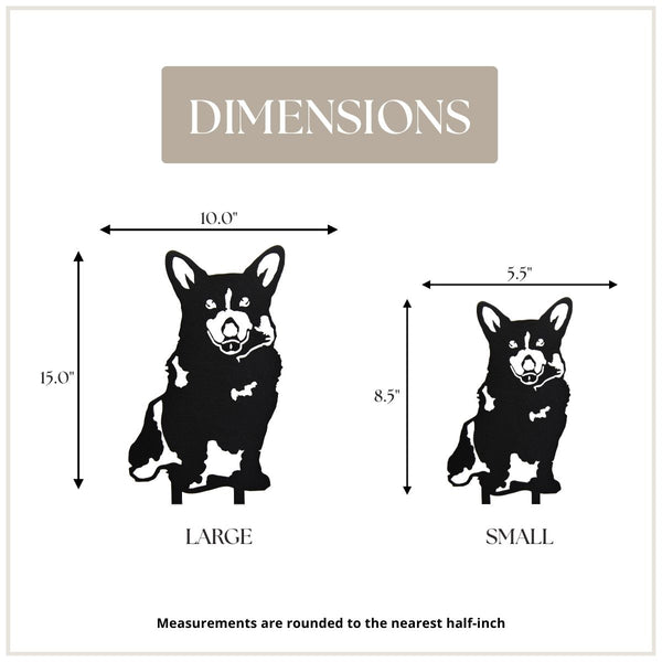 Corgi Corten steel dog silhouette, matte black finish – My Metal Rescue