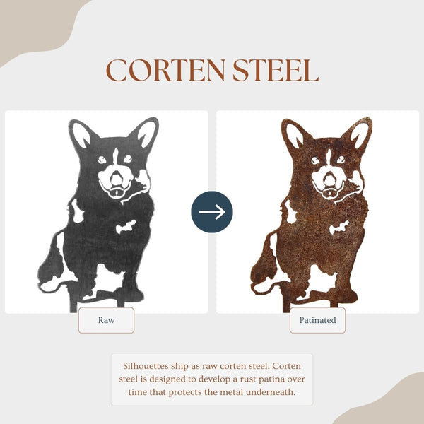 Corgi Corten steel dog silhouette – My Metal Rescue